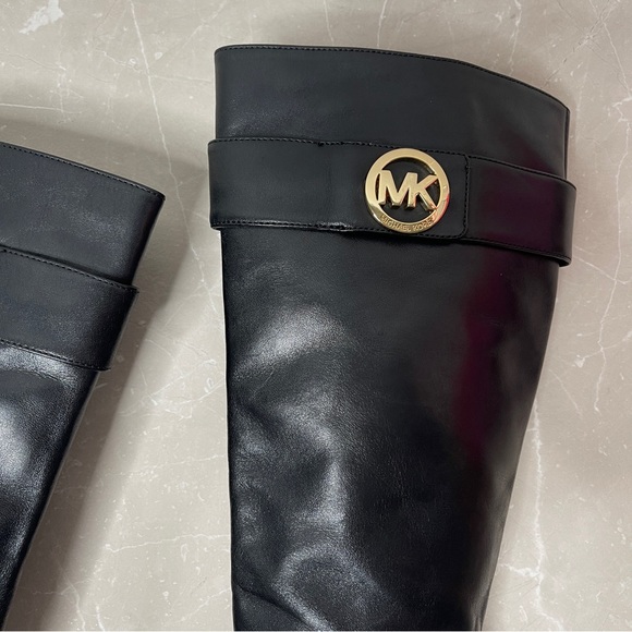 Michael Kors Black Leather Caroline Tall Boots With Box - Picture 6 of 16